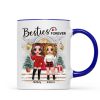 Christmas Doll Besties Standing On Front Porch Personalized Mug