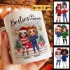 Christmas Doll Besties Standing On Front Porch Personalized Mug