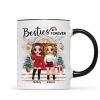 Christmas Doll Besties Standing On Front Porch Personalized Mug