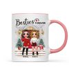 Christmas Doll Besties Standing On Front Porch Personalized Mug