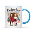 Christmas Doll Besties Standing On Front Porch Personalized Mug