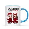 Christmas Doll Couple Sitting Confetti Personalized Mug