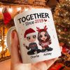 Christmas Doll Couple Sitting Confetti Personalized Mug