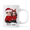 Christmas Doll Couple Sitting Hugging Personalized Mug