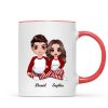 Christmas Doll Couple Sitting Hugging Personalized Mug
