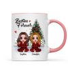 Christmas Pajamas Doll Besties Sisters Sitting Beside Christmas Tree Personalized Mug