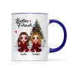 Christmas Pajamas Doll Besties Sisters Sitting Beside Christmas Tree Personalized Mug