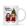 Christmas Pajamas Doll Besties Sisters Sitting Beside Christmas Tree Personalized Mug