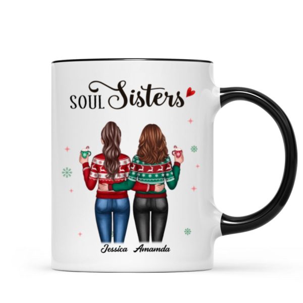 Christmas Standing Besties Back View Personalized Mug