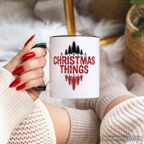 Christmas Things Retro Pop Classic Personalized Mug, Holiday Tee Gift with Custom Name