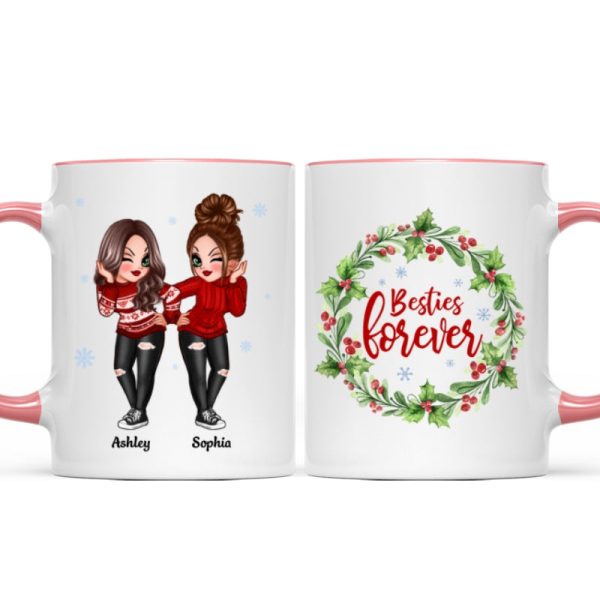 Christmas Wreath Pretty Besties Personalized Mug