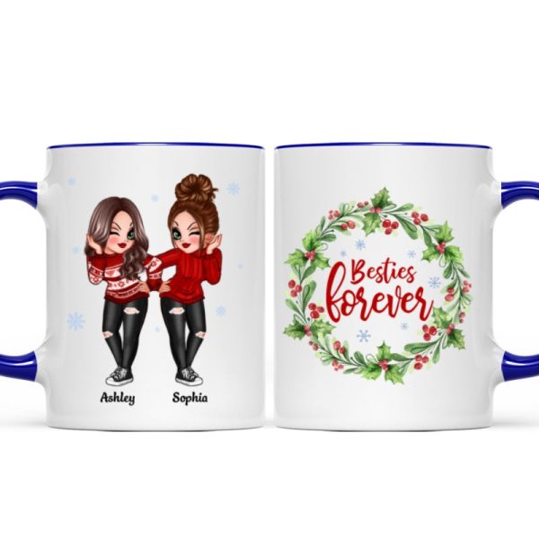 Christmas Wreath Pretty Besties Personalized Mug