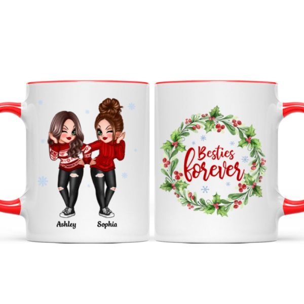 Christmas Wreath Pretty Besties Personalized Mug