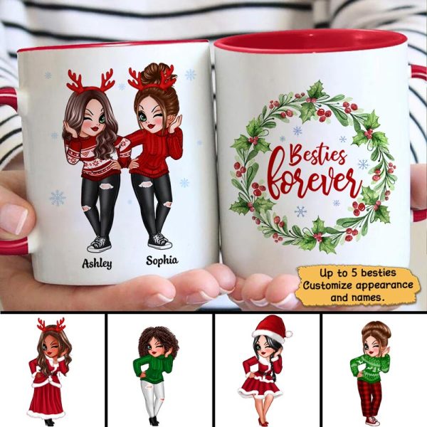 Christmas Wreath Pretty Besties Personalized Mug