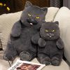 Chubby Black Cat Plush Stuffed Toy Soft Decorative Pillow