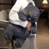Chubby Black Cat Plush Stuffed Toy Soft Decorative Pillow