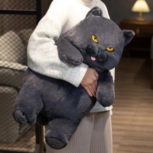 Chubby Black Cat Plush Stuffed Toy Soft Decorative Pillow