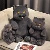 Chubby Black Cat Plush Stuffed Toy Soft Decorative Pillow