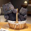 Chubby Black Cat Plush Stuffed Toy Soft Decorative Pillow