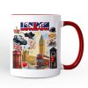 Classic London Artwork City Full of Landmarks Personalized Mug, Vintage Gift and Souvenir of England with Custom Name