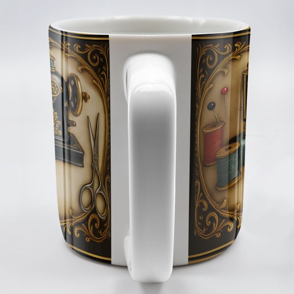 Classic Sewing Machine Design With Elegant Ornaments - Personalized Custom Coffee Mug - HOB020_MG