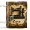 Classic Sewing Machine Design With Elegant Ornaments - Personalized Custom Coffee Mug - HOB020_MG