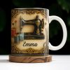 Classic Sewing Machine Design With Elegant Ornaments - Personalized Custom Coffee Mug - HOB020_MG