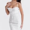 Classy Ruffle Sweetheart Broderie Anglaise Fitted Layered Maxi Sundress - White