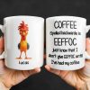 Coffee Spelled Backwards Is EEFFOC, Humorous Phrase With Rooster - Personalized Custom Coffee Mug - COL113_MG