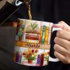 Colorful Books & Tulips In Bloom - Personalized White Edge-to-Edge Mug - Gift For Her, Book Lovers HH01