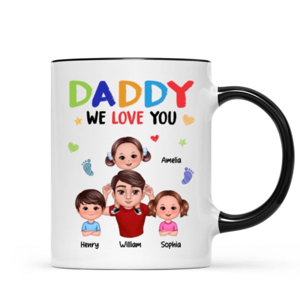 Colorful Doll Dad And Kid I Love You Piggyback Personalized Mug