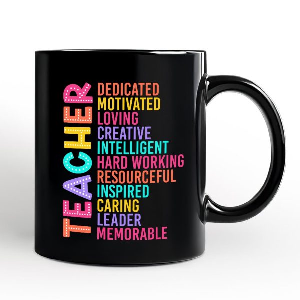Colorful Teacher Acronym Personalized Mug, Motivational Gift with Custom Name for Educators