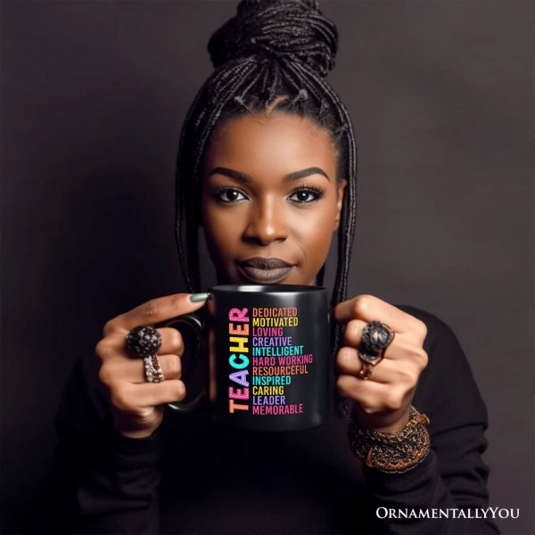 Colorful Teacher Acronym Personalized Mug, Motivational Gift with Custom Name for Educators
