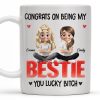 Congrats On Being My Bestie, Two Animated Girls Design - Personalized Custom Coffee Mug - BST464_MG