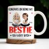 Congrats On Being My Bestie, Two Animated Girls Design - Personalized Custom Coffee Mug - BST464_MG