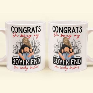 Congrats On Being My Boyfriend - Personalized Mug - Anniversary Gifts For Men, Husband, Him, Boyfriend