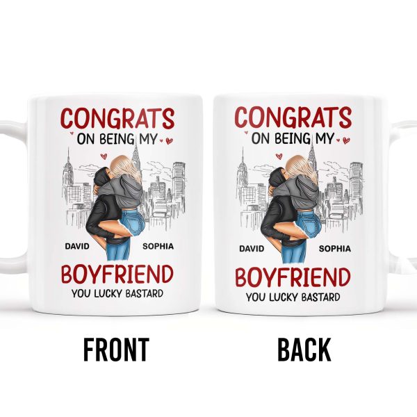 Congrats On Being My Boyfriend City Skyline Mug - Personalized Custom Coffee Mug - CPL274_MG