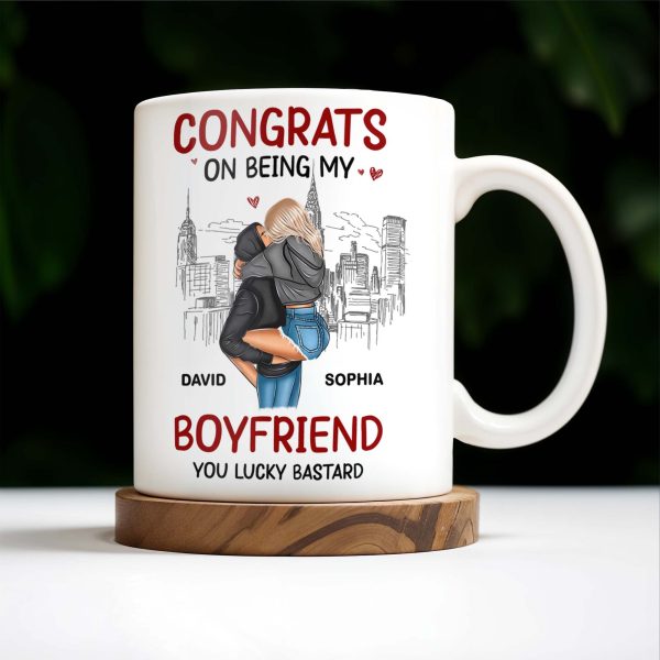 Congrats On Being My Boyfriend City Skyline Mug - Personalized Custom Coffee Mug - CPL274_MG
