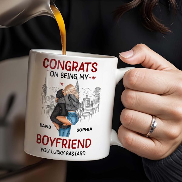 Congrats On Being My Boyfriend City Skyline Mug - Personalized Custom Coffee Mug - CPL274_MG