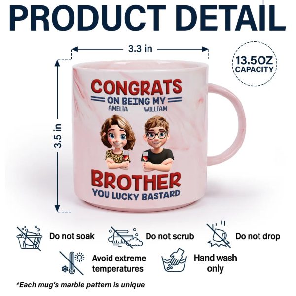 Congrats On Being My Brother Sister Bestie - Personalized Marble Mug