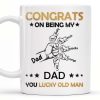 CONGRATS ON BEING MY DAD YOU LUCKY OLD MAN, Fist Bumps And Stars - Personalized Custom Coffee Mug - DAD130_MG