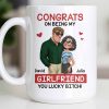 Congrats On Being My Girlfriend, Couple With Hearts - Personalized Custom Coffee Mug - CPL1344_MG
