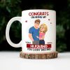 Congrats On Being My Husband Animate Hugging Couple - Personalized Mug