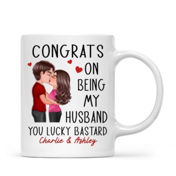 Congrats On Being My Husband Doll Couple Kissing Personalized Mug