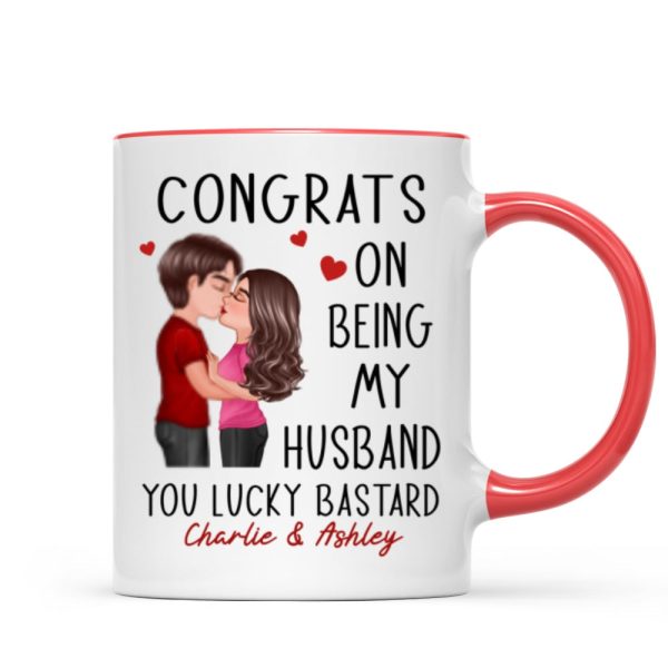 Congrats On Being My Husband Doll Couple Kissing Personalized Mug