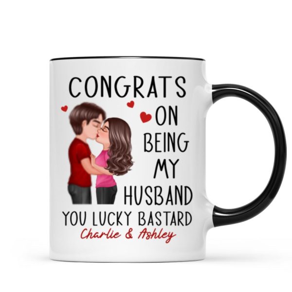 Congrats On Being My Husband Doll Couple Kissing Personalized Mug