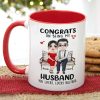 Congrats On Being My Husband, Gift For Couple, Personalized Mug, Couple Sitting Mug, Couple Gift