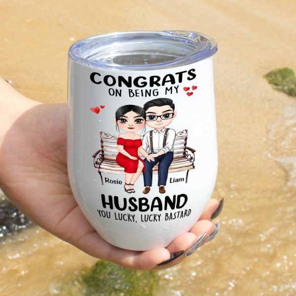 Congrats On Being My Husband, Gift For Couple, Personalized Mug, Couple Sitting Mug, Couple Gift