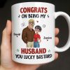 Congrats On Being My Husband, Hearts and Couple Design - Personalized Custom Coffee Mug - CPL1338_MG
