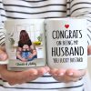 Congrats On Being My Husband Man Embracing Woman Back View Personalized Mug
